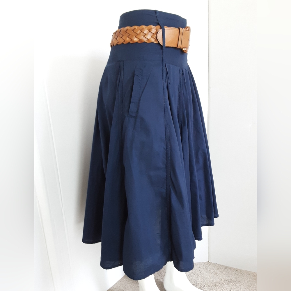 For the Republic 100% Cotton Navy Flare Circle Shaker Pleated Skirt Sz 6 - Y2K - Picture 4 of 13